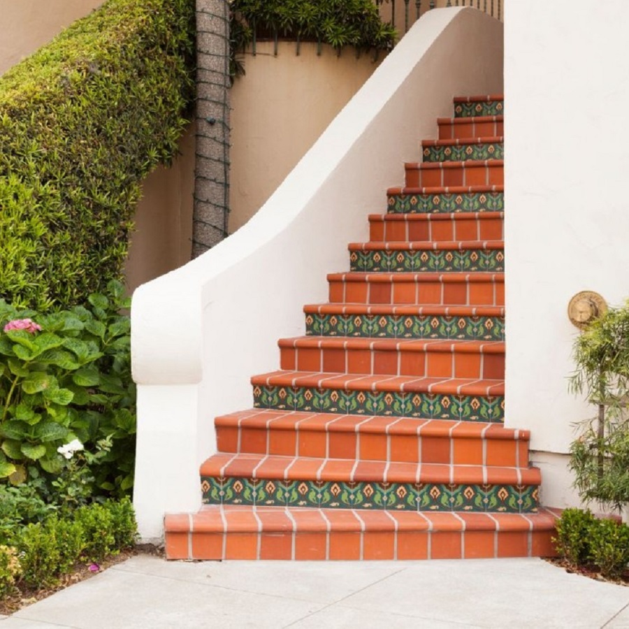 wall decorated with spanish style ceramic tile