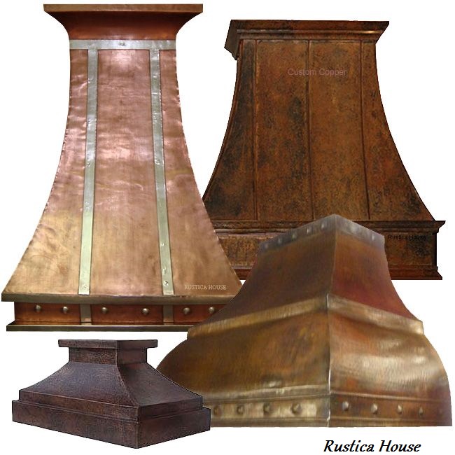 copper range hoods for kitchen island, under cabinet and wall mount