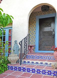 ceramic tiles from Mexico installed on a wall