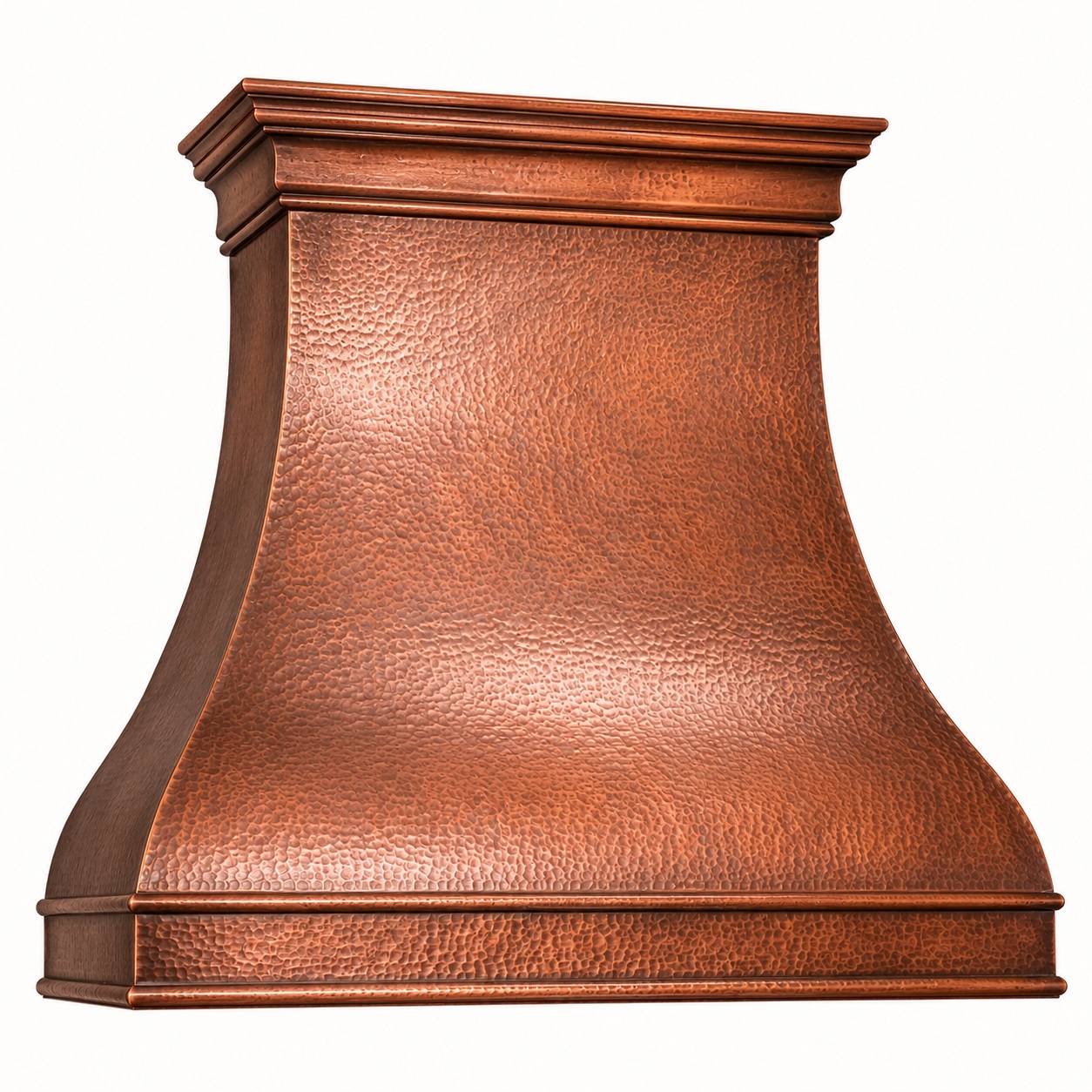 Bell-shaped copper range hood front view