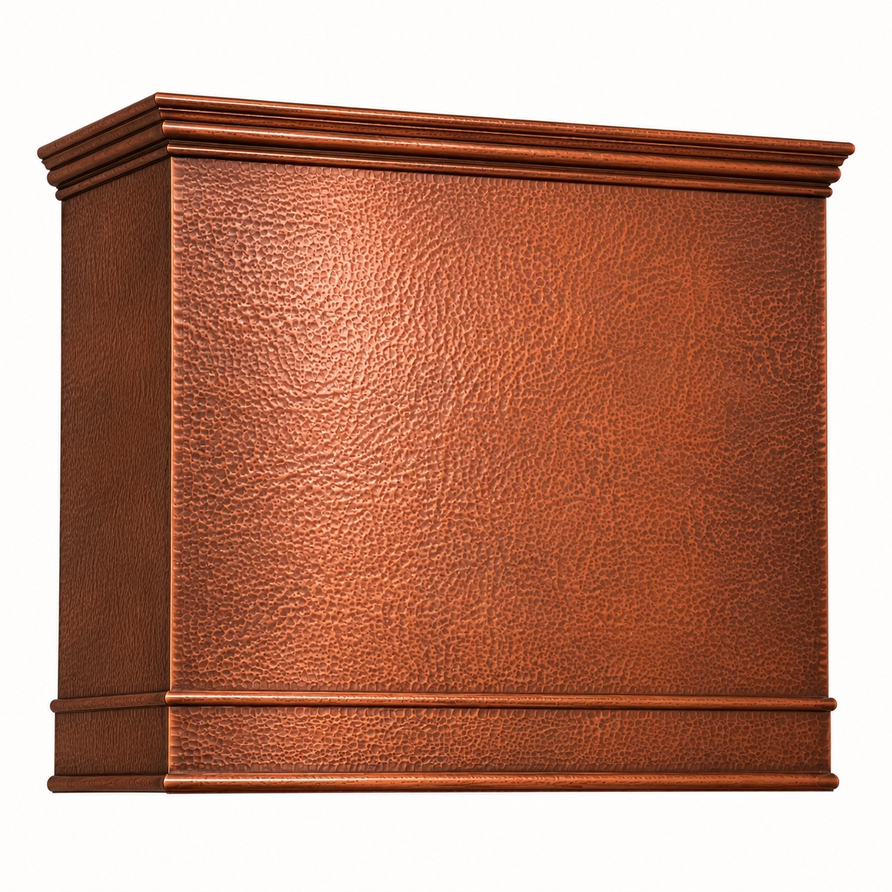 Streight box shape copper range hood front view