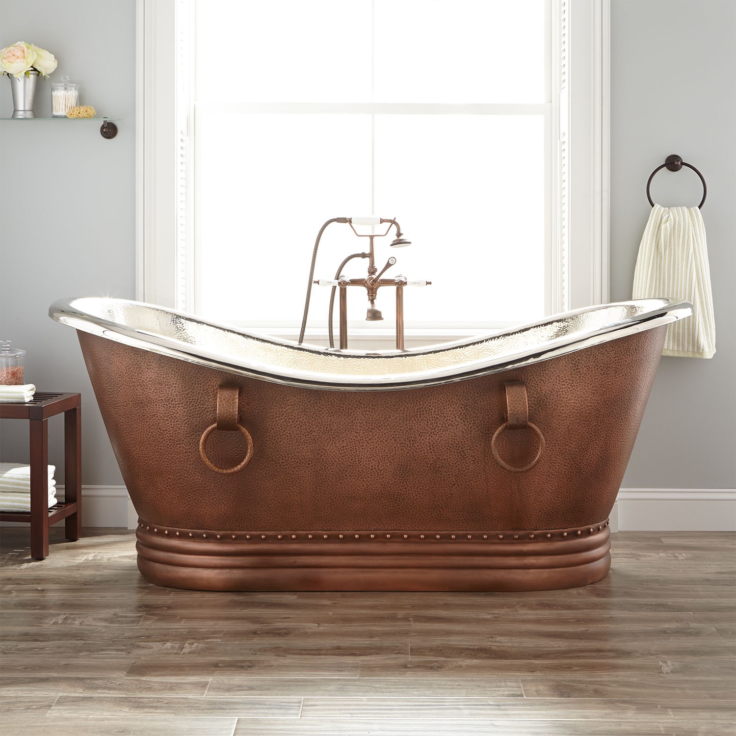 copper tub with nickel finish inside