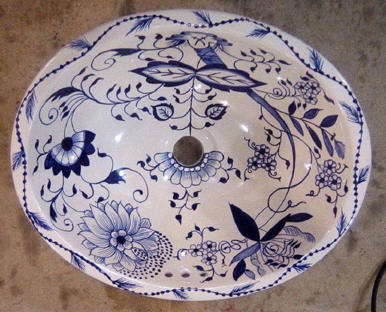 hand painted bathroom sink from Mexico