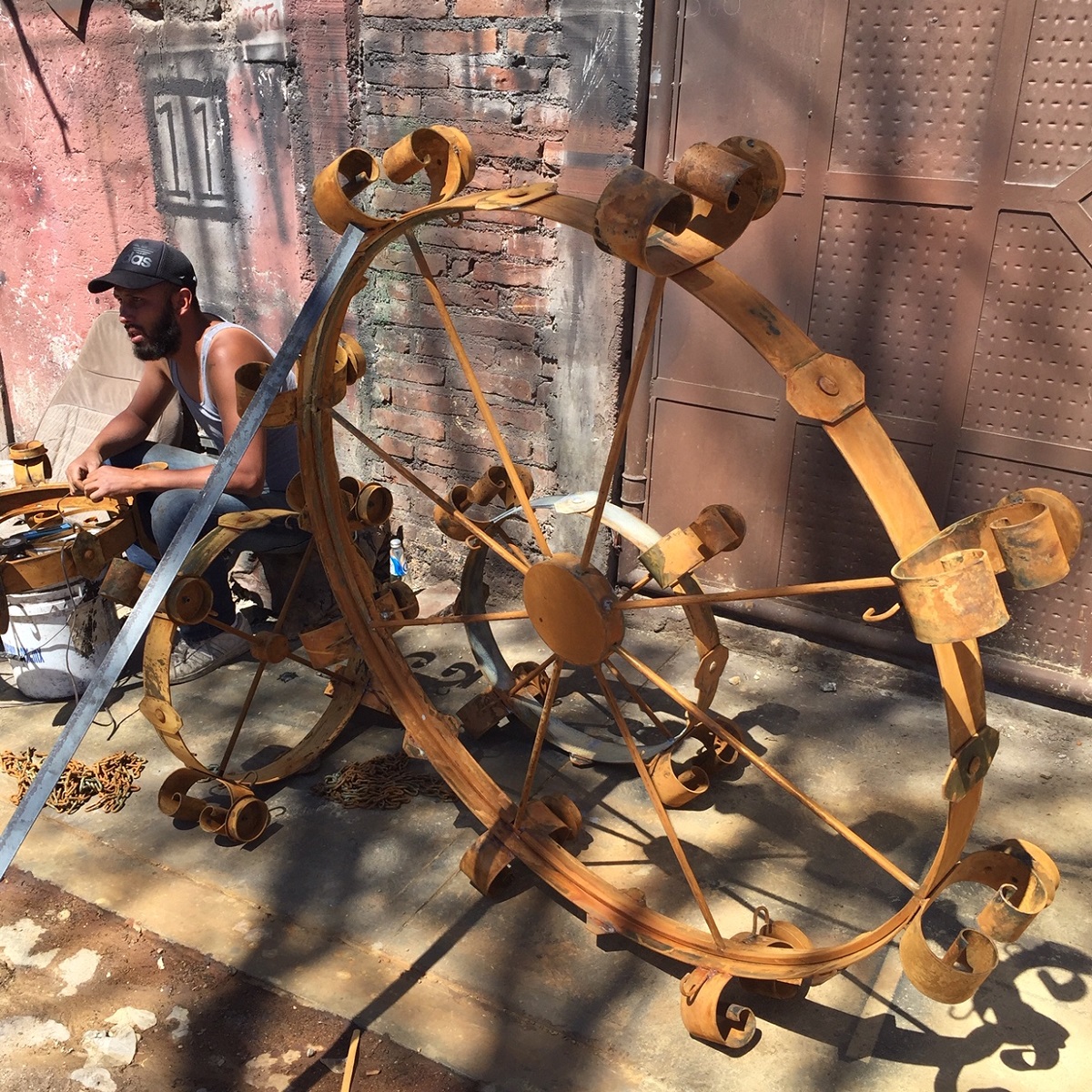 custom made forged iron chandelier