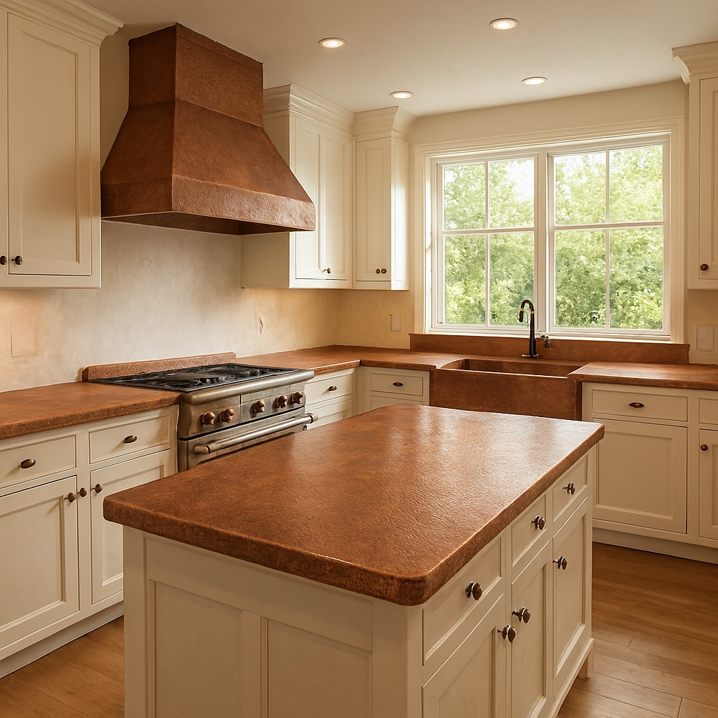Copper counter on a kitchen island