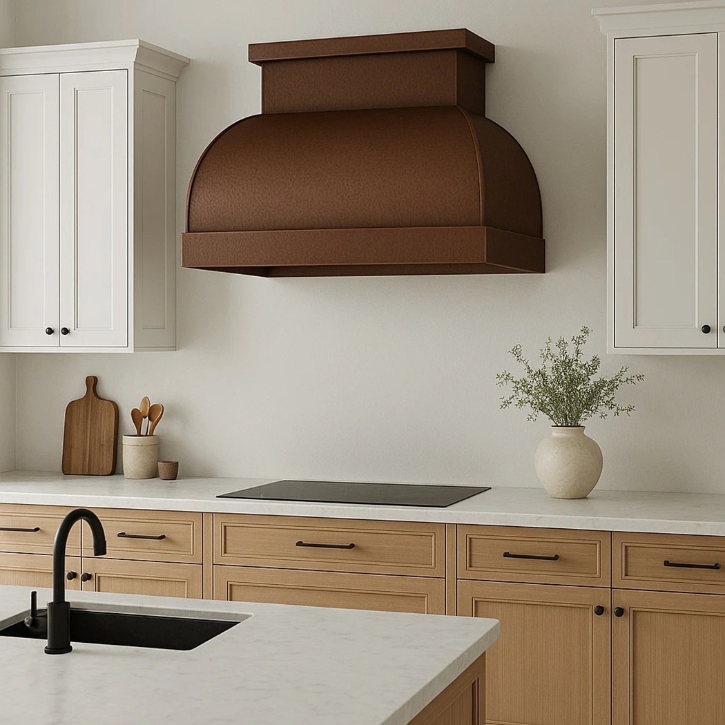 Modern Design Copper Range Hood Modern design copper range hood in a kitchen