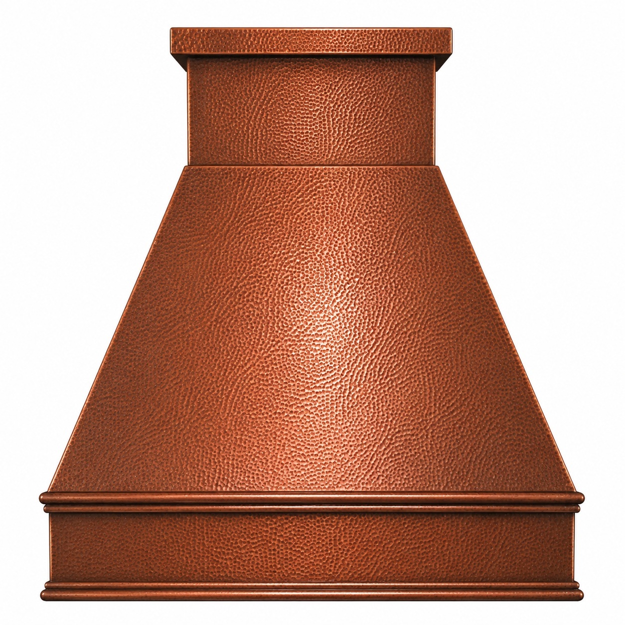 Tapered copper range hood front view
