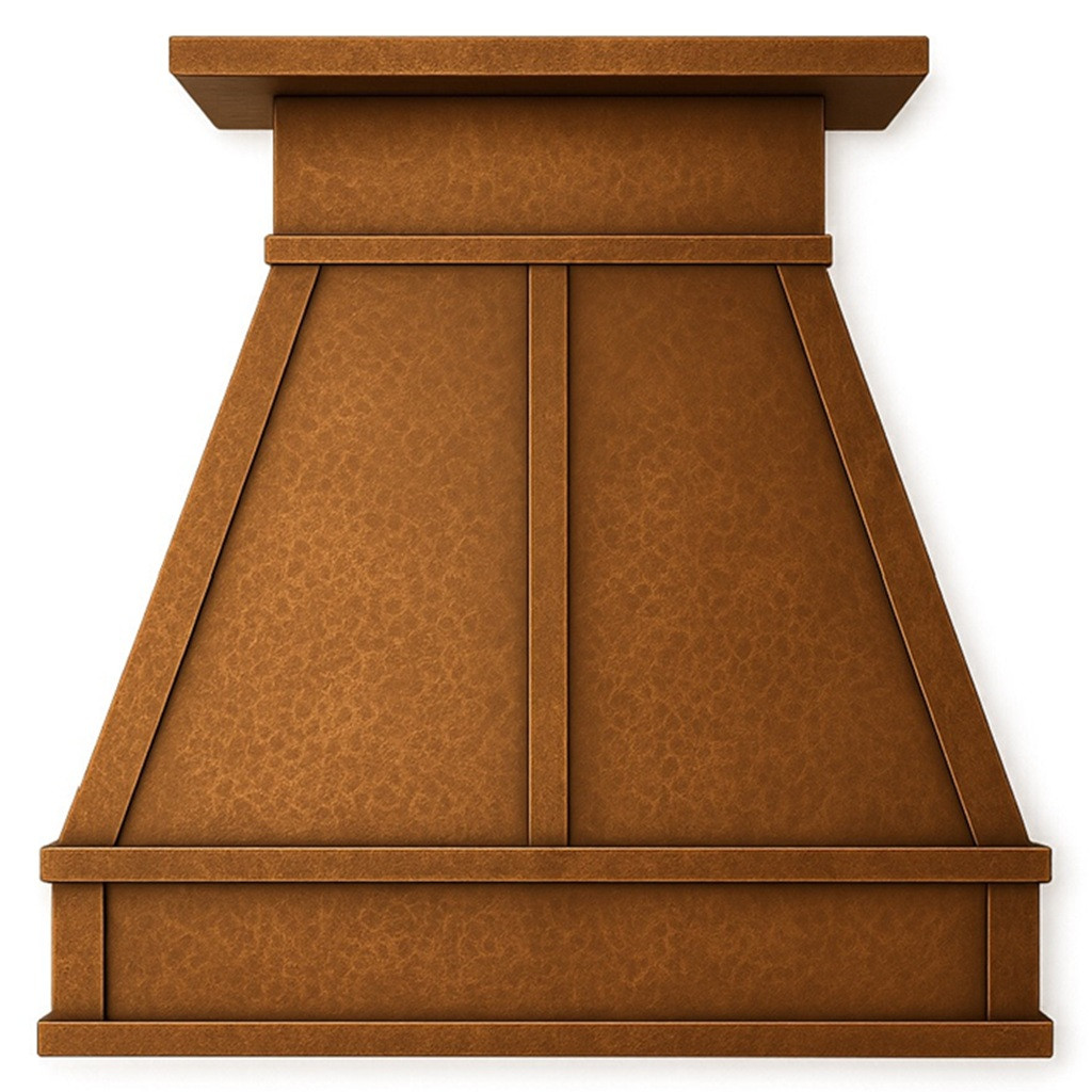 Under-cabinet copper range hood with wide top