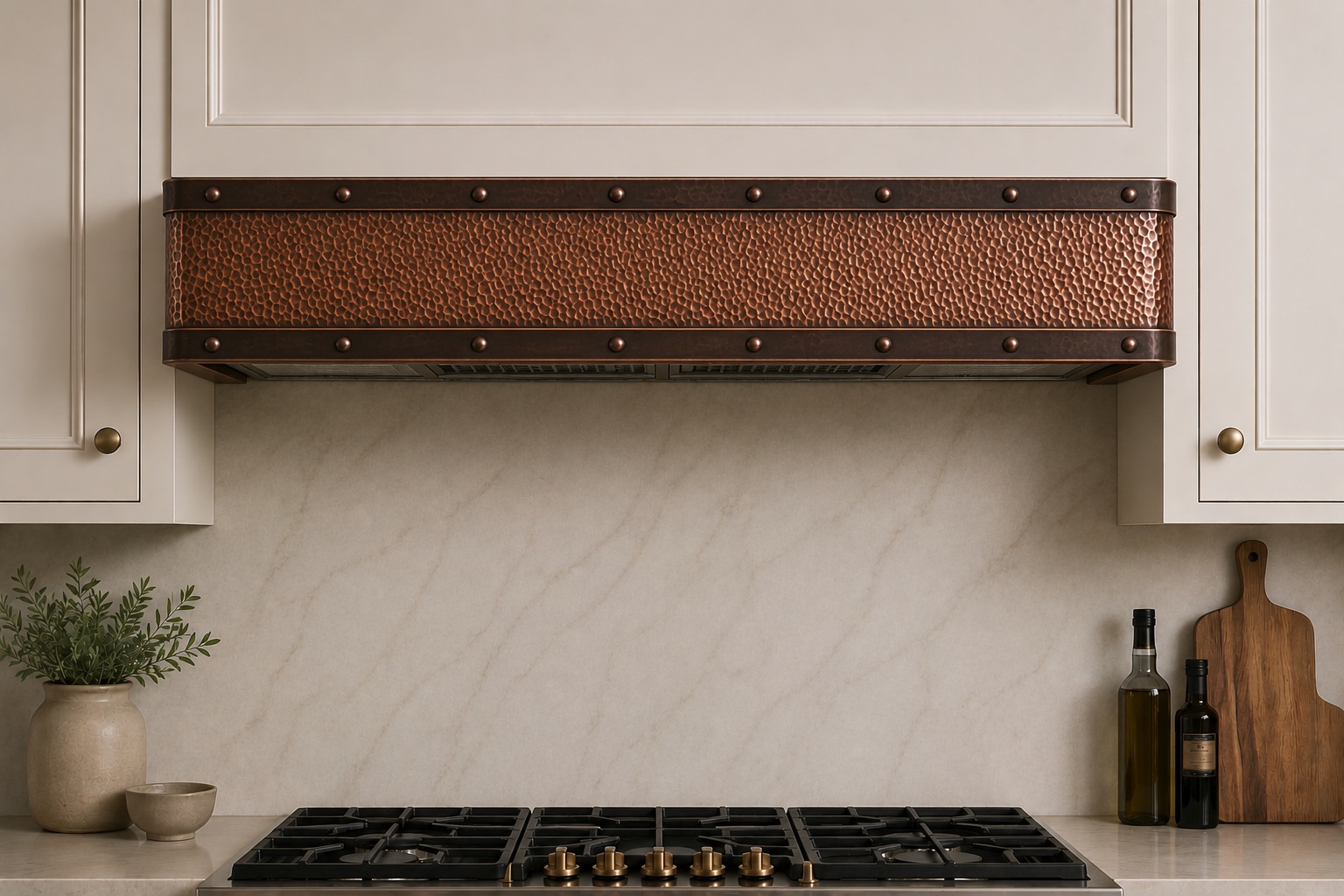 Under-cabinet copper range hood